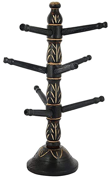 JLT Wood Carver Wooden Hand Carved Wooden Bangle Stand/Wooden 9 Tier Bar Bracelet, Bangle Jewelry Holder Stand Display Organizer, Bracelet Holder for Jewelry (Black)